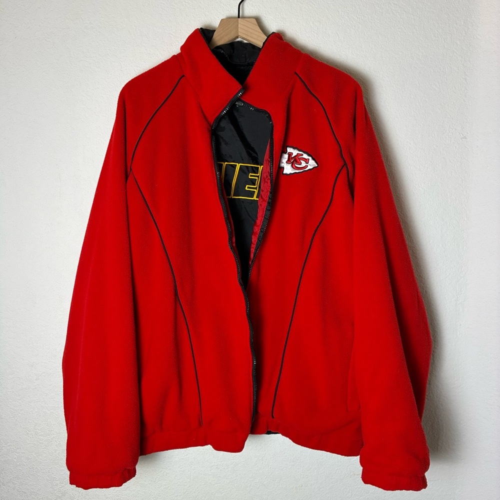 Kansas City Chief’s Football Black Red Sports Reversible Jacket Windbreaker NFL - Picture 7 of 12